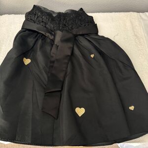 Rare Editions Black & Gold Heart Party Dress Girls Size 5 Lace  Tulle Overlay